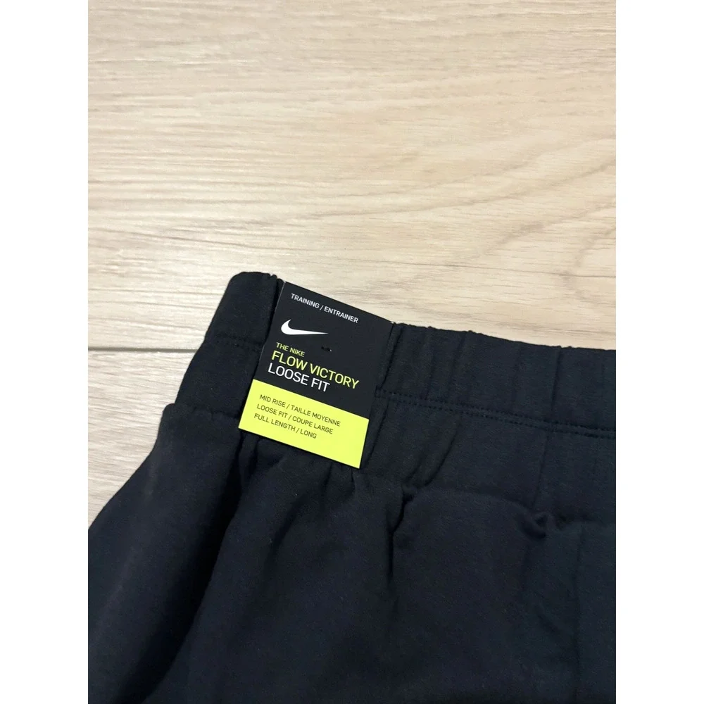 Nike Flow Victory Loose Fit Mid Rise Black Jogger Sweatpants Size S CQ0053 010